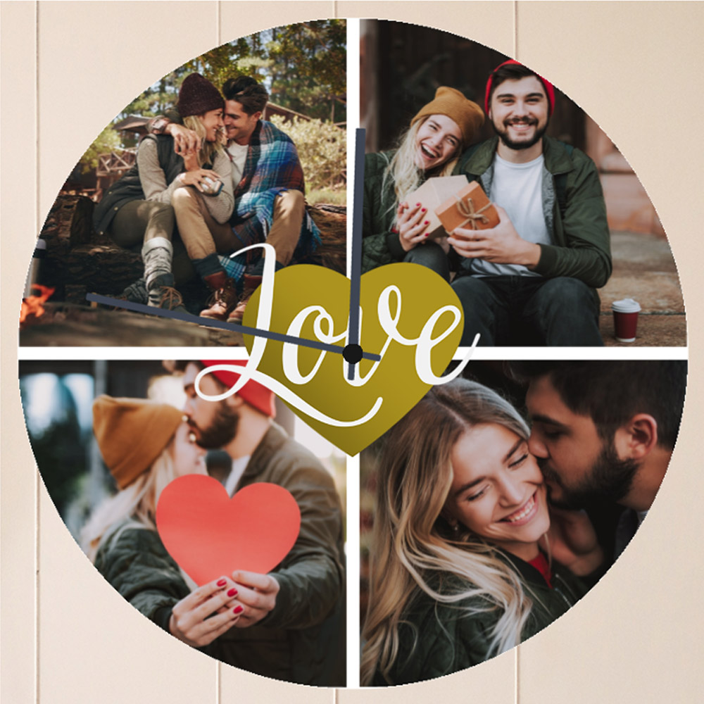 Ceas personalizat love cu patru poze
