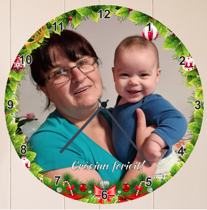 Ceas personalizat decorat cu brad
